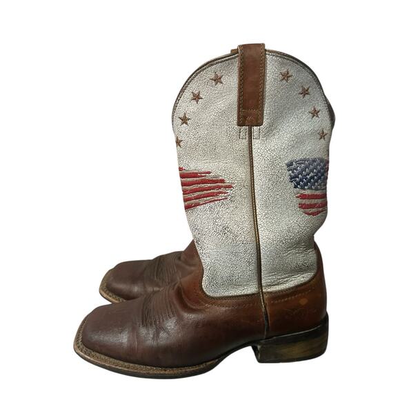 Ariat Circuit Patriot Saddle Up Crackle White Women's 8.5 B Cowgirl Riding Boots - Picture 1 of 7